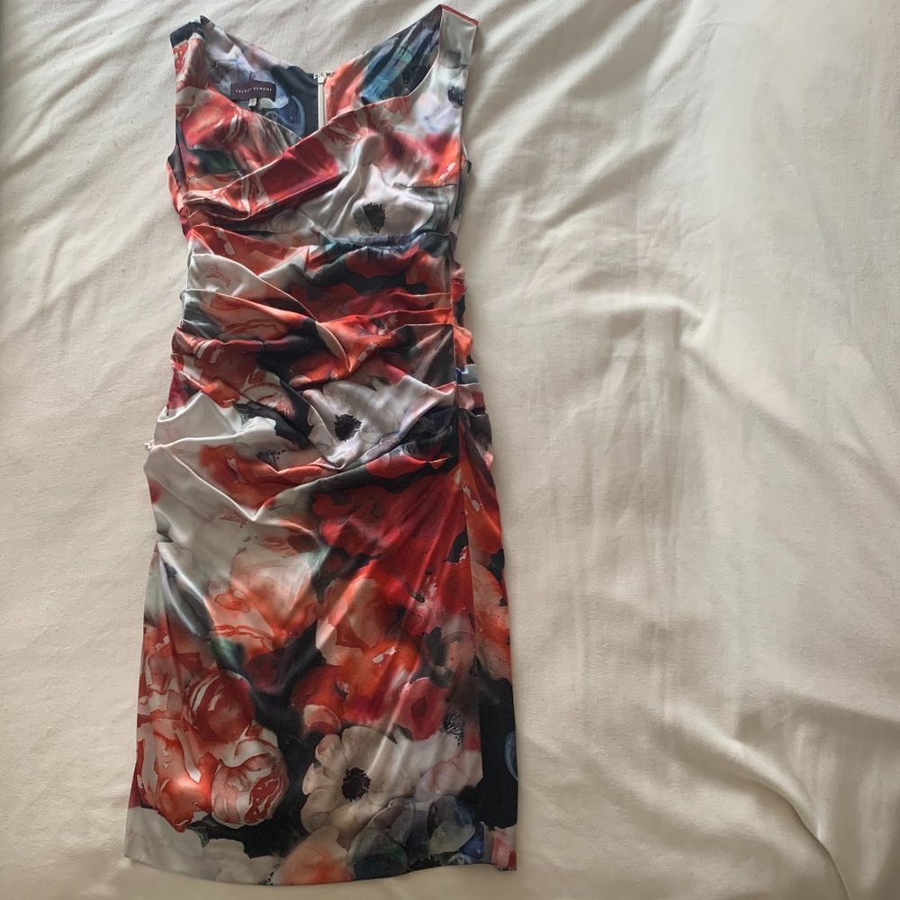 Talbot Runhof Floral Silk Cocktail Dress